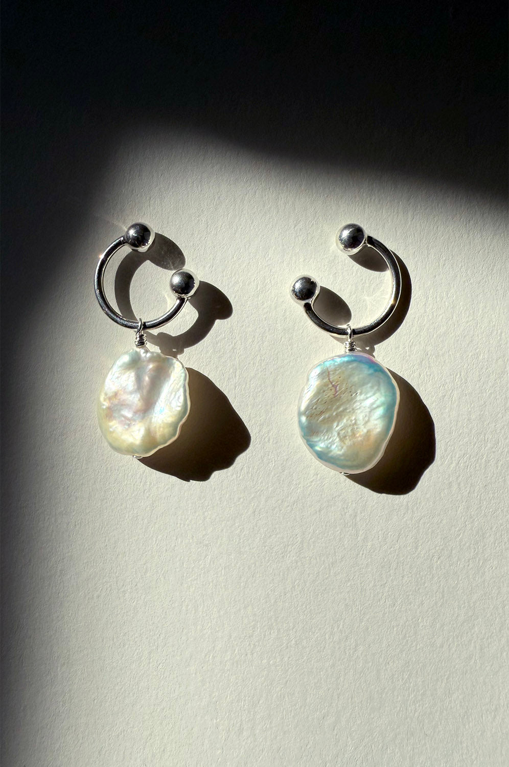 Pearl Circular Barbell Earrings